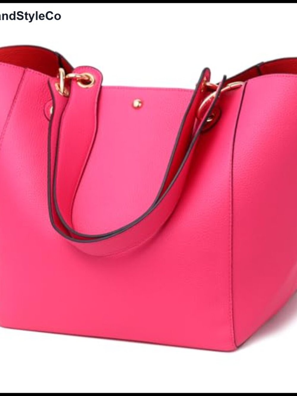Large Vegan Leather Work Tote Bag Bucket Purse Crossbody